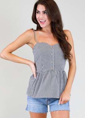 Potter's Pot Black and White Gingham Check Blouse